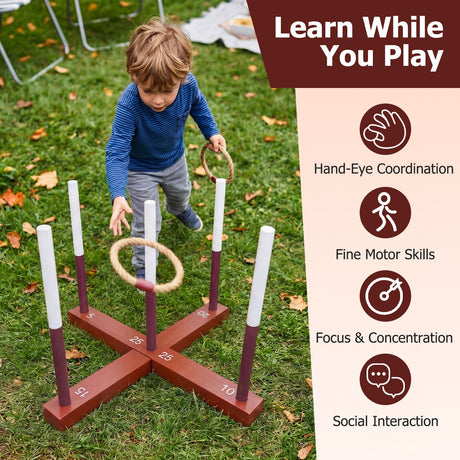 Ring Toss Yard Game Set with 6 Rings for Party and Outdoor Activities