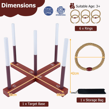 Ring Toss Yard Game Set with 6 Rings for Party and Outdoor Activities