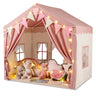 Kids Play Tent, 3-4 Kids Large Play Tent House w/2 Opening Doors, Star Lights & Plaid Pennants