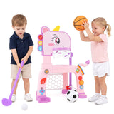 HONEY JOY Dinosaur Toddler Basketball Hoop & Soccer Ball Activity Center
