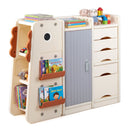 Dinosaur Toy Storage with 5 Bins and 3-Tier Bookshelf for Kids