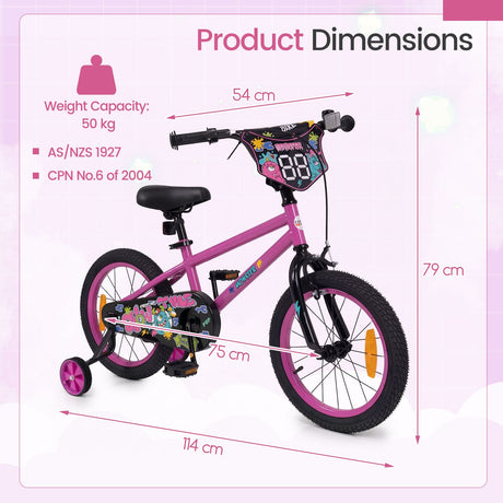 Children Bicycle with Handbrake and Height-Adjustable Seat for Boys and Girls