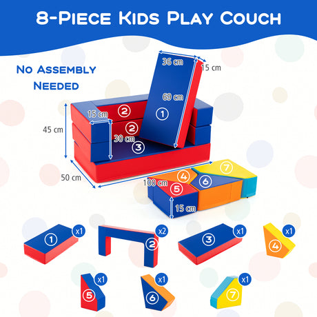 BABY JOY Kids Crawl & Climb Foam Play Set, 4-in-1 Soft Foam Building Blocks for Babies, Modular Kids Sofa