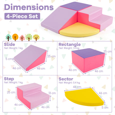 BABY JOY 4-Piece Climb and Crawl Foam Play Set, Soft Toddler Corner Climbing Sliding Blocks