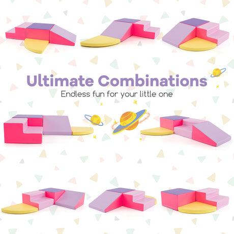 BABY JOY 4-Piece Climb and Crawl Foam Play Set, Soft Toddler Corner Climbing Sliding Blocks