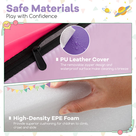 BABY JOY 4-Piece Climb and Crawl Foam Play Set, Soft Toddler Corner Climbing Sliding Blocks