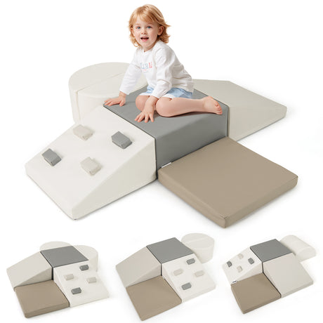 6-Piece Foam Climbing Blocks, Lightweight Soft Climbing Indoor Set with Hook and Loop Fasteners