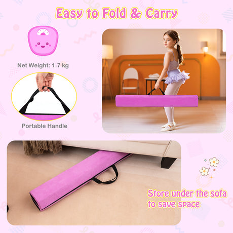 2.1M Folding Balance Beam with Carry Handle and Foam Padding