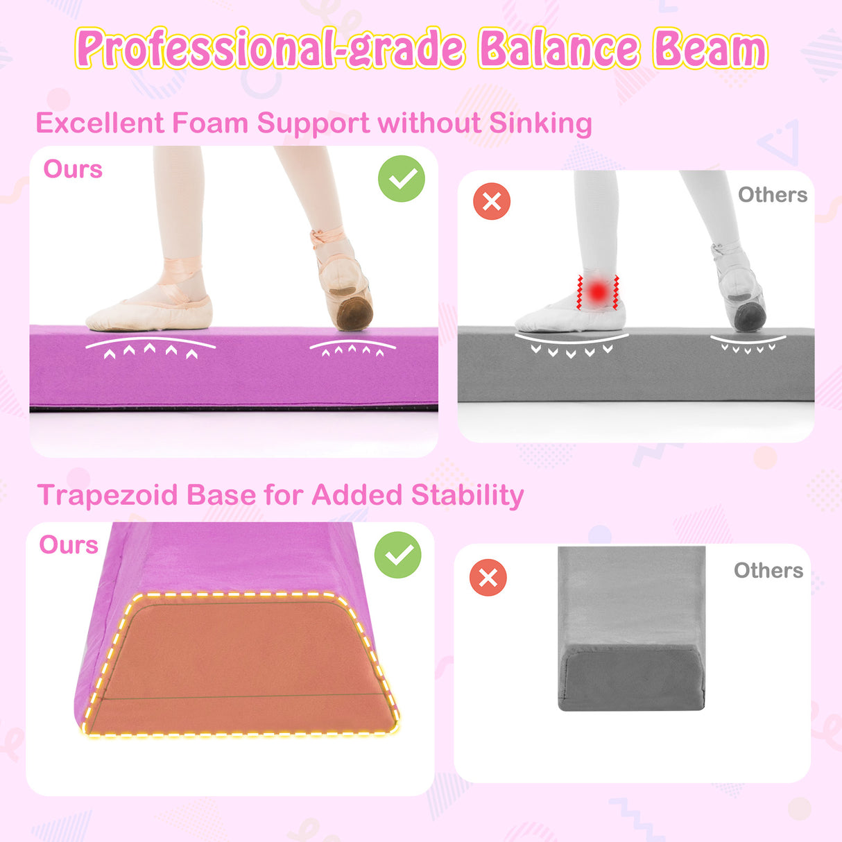 2.1M Folding Balance Beam with Carry Handle and Foam Padding