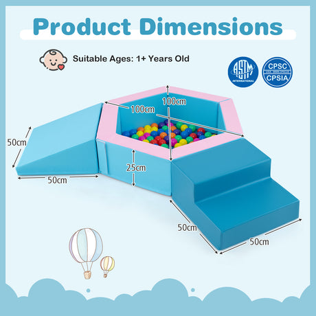 3-Piece Baby Foam Climbing Blocks, Indoor Climb and Crawl Activity Play Set with Ball Pit