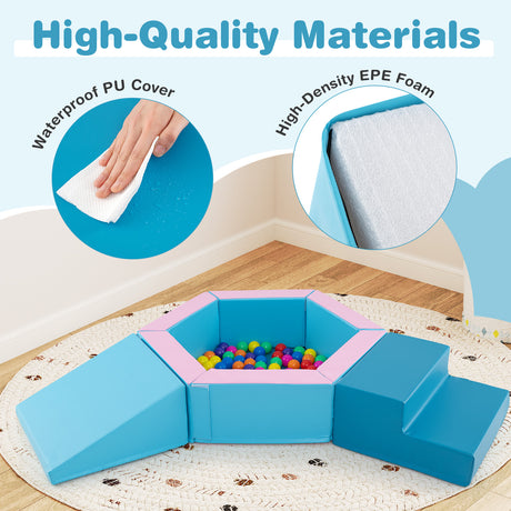 3-Piece Baby Foam Climbing Blocks, Indoor Climb and Crawl Activity Play Set with Ball Pit