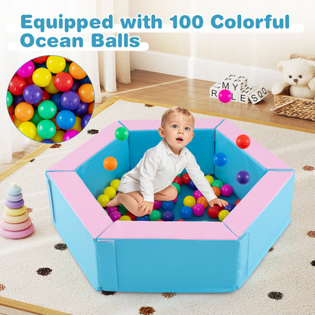 3-Piece Baby Foam Climbing Blocks, Indoor Climb and Crawl Activity Play Set with Ball Pit