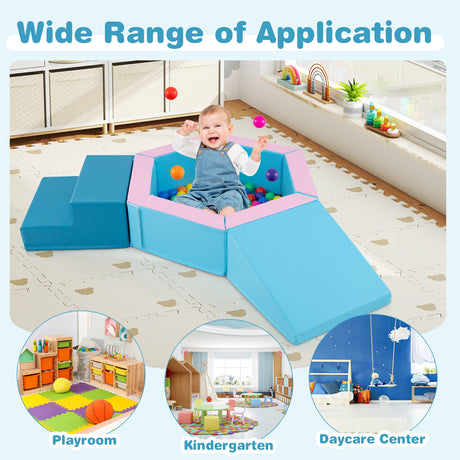 3-Piece Baby Foam Climbing Blocks, Indoor Climb and Crawl Activity Play Set with Ball Pit