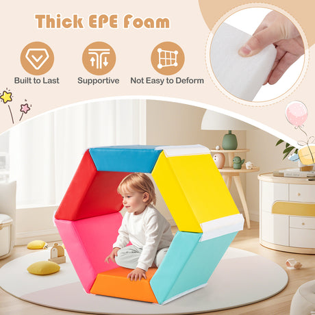 Colorful Hexagon Ball Pit for Kids, Creative Foam Climbing Blocks for Playroom, Kid’s Bedroom, Nursery