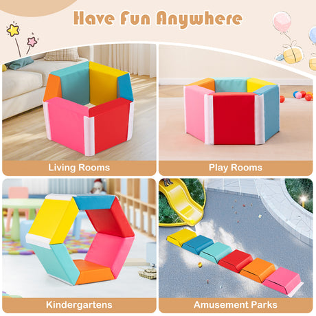 Colorful Hexagon Ball Pit for Kids, Creative Foam Climbing Blocks for Playroom, Kid’s Bedroom, Nursery