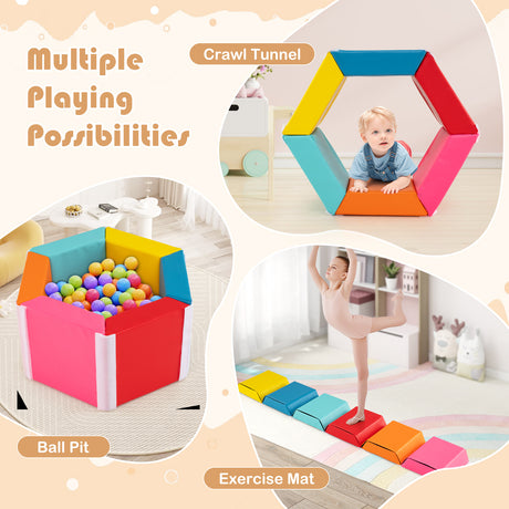 Colorful Hexagon Ball Pit for Kids, Creative Foam Climbing Blocks for Playroom, Kid’s Bedroom, Nursery