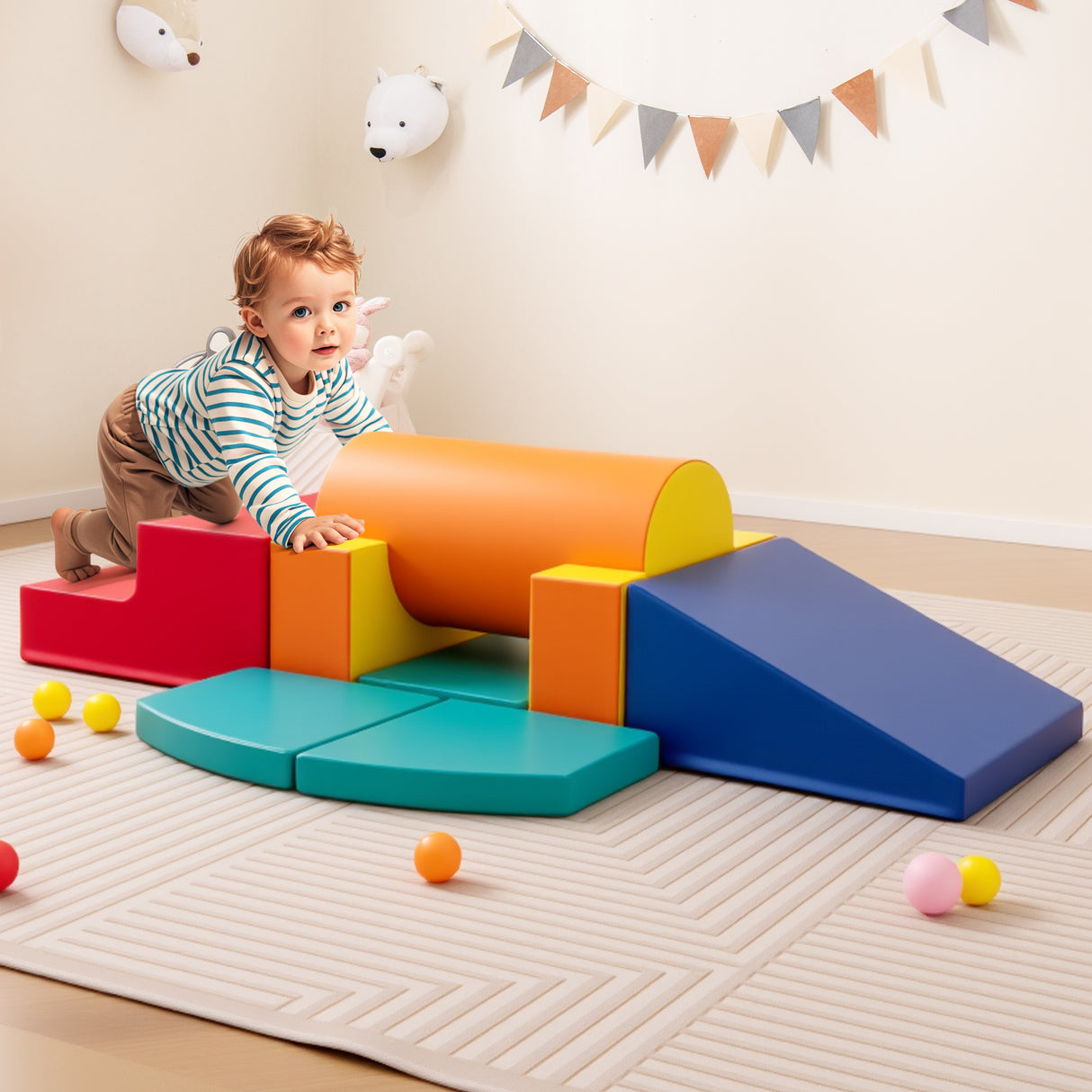10-Piece Foam Climbing Toys for Toddlers, Soft Foam PU Leather Building Blocks for Kids 1-3 Years Old