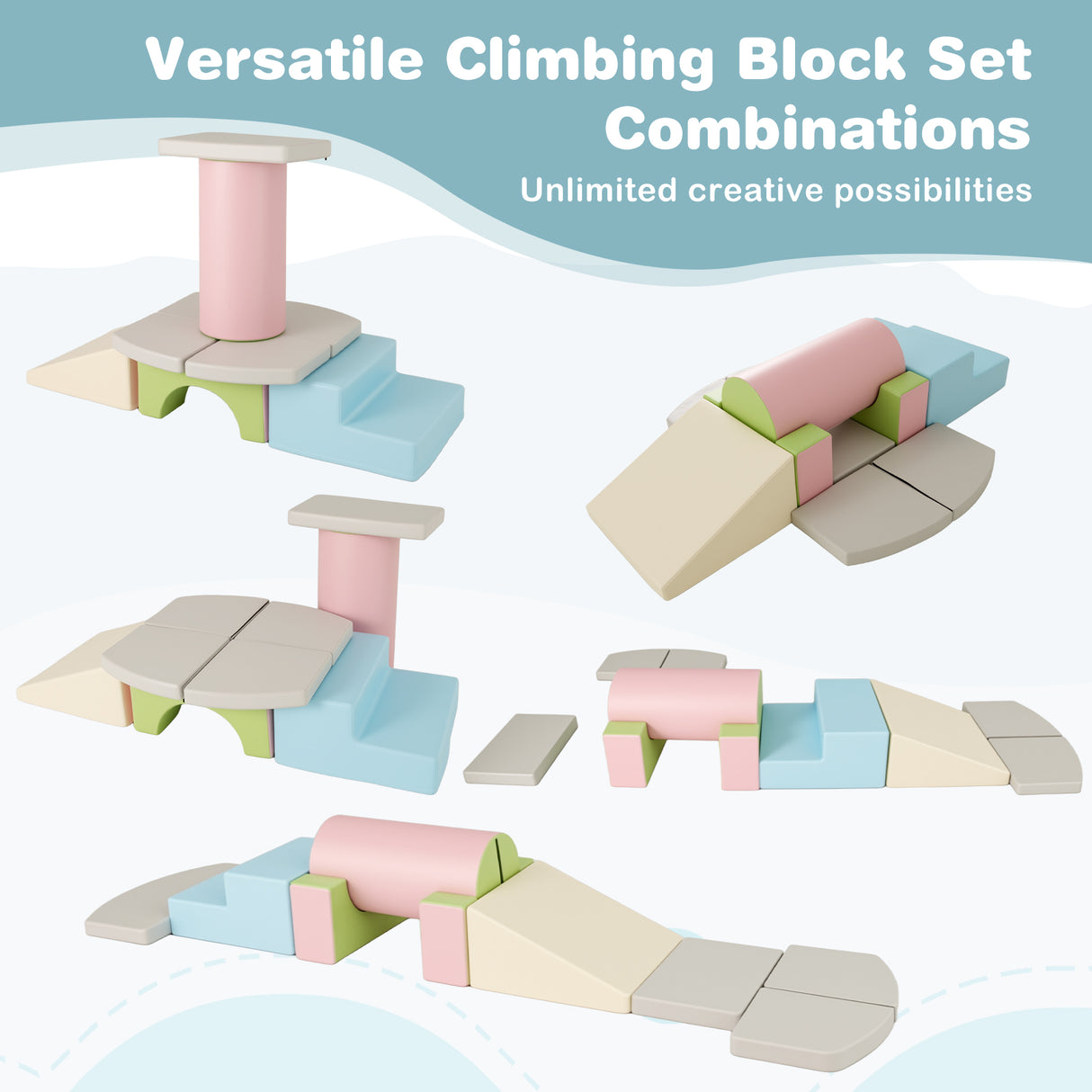 10-Piece Foam Climbing Toys for Toddlers, Soft Foam PU Leather Building Blocks for Kids 1-3 Years Old