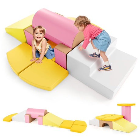 10-Piece Foam Climbing Toys for Toddlers, Soft Foam PU Leather Building Blocks for Kids 1-3 Years Old