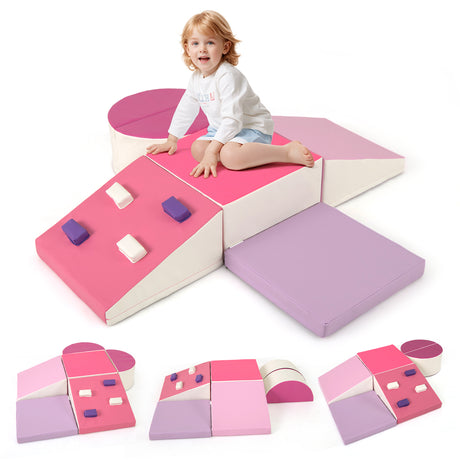 6-Piece Foam Climbing Blocks, Lightweight Soft Climbing Indoor Set with Hook and Loop Fasteners