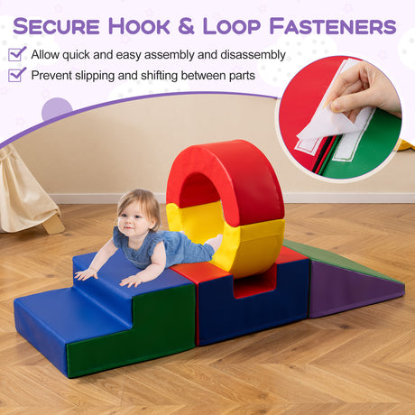 5 Pieces Kids Climbing Foam Blocks Playset Soft Play Climb and Crawl Playset