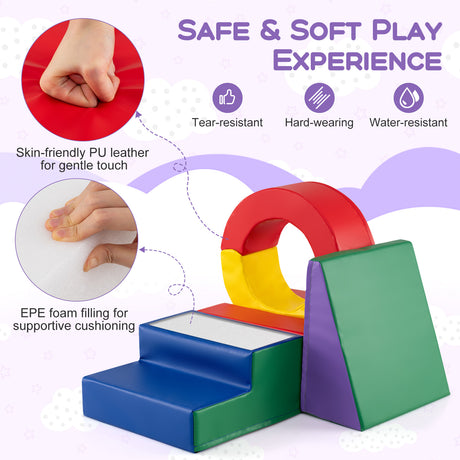 5 Pieces Kids Climbing Foam Blocks Playset Soft Play Climb and Crawl Playset