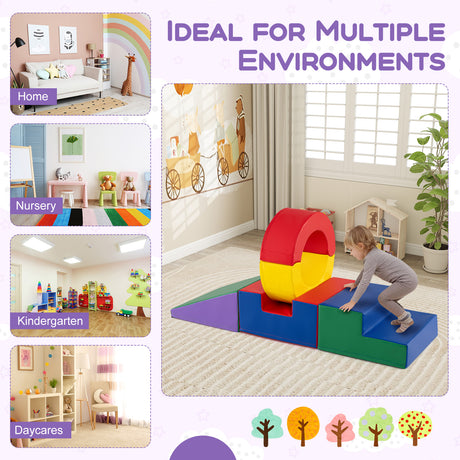 5 Pieces Kids Climbing Foam Blocks Playset Soft Play Climb and Crawl Playset