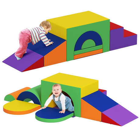 7-Piece Foam Climbing Blocks Soft PU Leather Play Gym