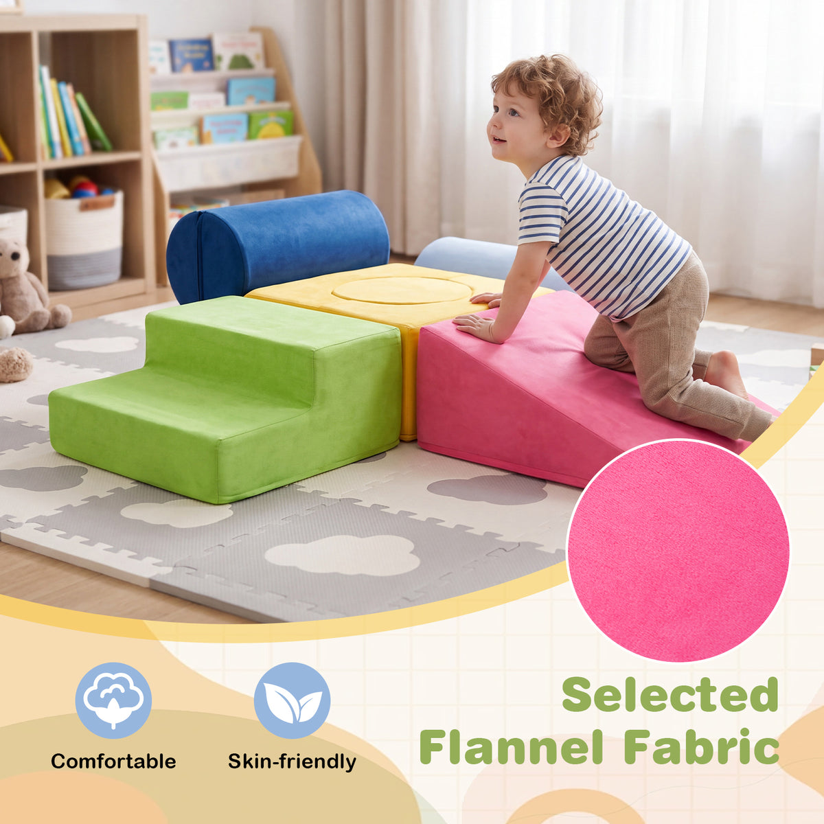 7-Piece Colorful Foam Climbing Blocks for Toddlers 1-3 Years Old
