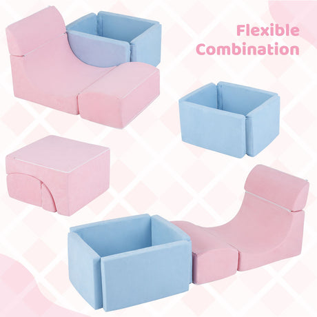 Foam Climbing Blocks for Toddlers Kids Soft Play Set with Ball Pit and Suede Covers