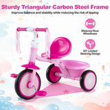 Foldable Toddler Tricycle with Lighting Wheels and Adjustable Seat for 2-5 Years Old