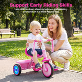 Foldable Toddler Tricycle with Lighting Wheels and Adjustable Seat for 2-5 Years Old