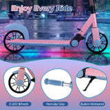 Foldable Scooter with 2 Light-up Wheels and 3-Height Adjustable Handle
