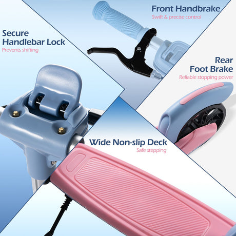 Foldable Scooter with 2 Light-up Wheels and 3-Height Adjustable Handle