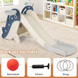 Foldable Toddler Slide with Basketball Hoop and Ring Toss