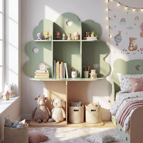 Freestanding Bookcase with Open Shelves for Reading Nook for kids