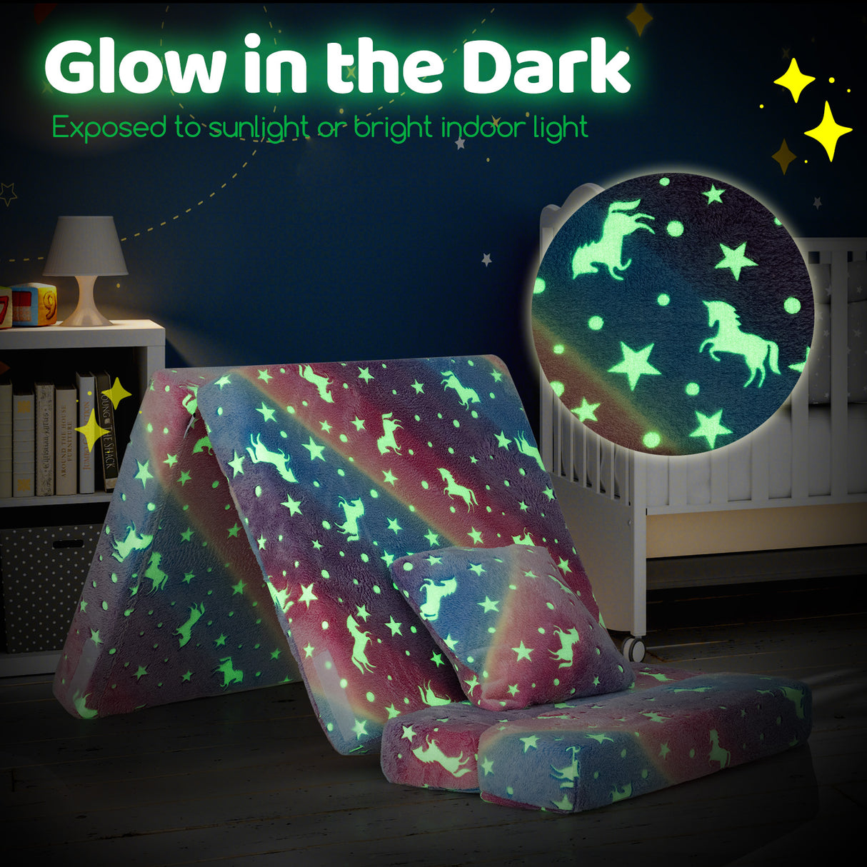 HONEY JOY Glow in The Dark Kids Folding Sofa Bed Floor Mattress