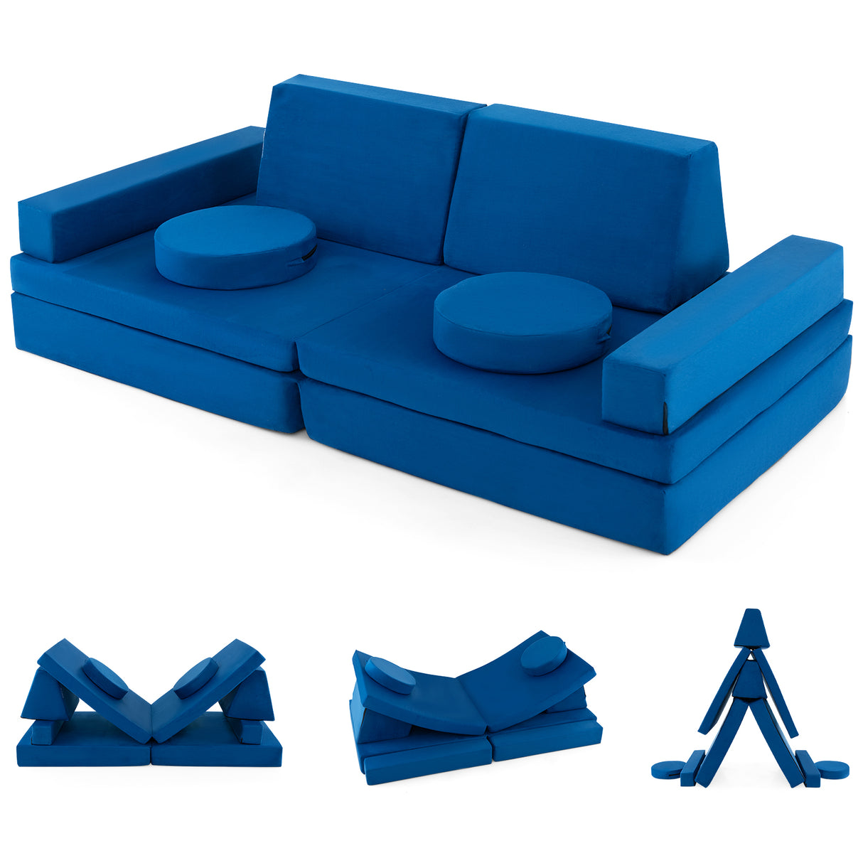 Kids Modular Convertible Foam Folding Sofa with Portable Handle