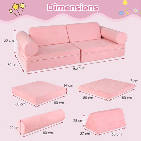 HONEY JOY 8 PCS Kids Play Couch