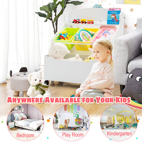 Kids Wooden Storage Cabinet, Preschool/Homeschooling Mobile Organizer Shelf