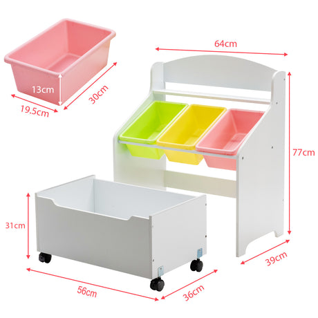 Kids Wooden Storage Cabinet, Preschool/Homeschooling Mobile Organizer Shelf