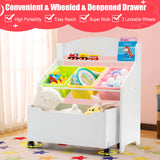 Kids Wooden Storage Cabinet, Preschool/Homeschooling Mobile Organizer Shelf