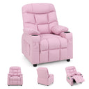 HONEY JOY Kids Recliner Chair with Cup Holder, Adjustable Leather Lounge Armchair w/Footrest Cup