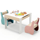 HONEY JOY Kids Table and Chair Set, 3-in-1 Wooden Activity Table and 2 Chairs for Drawing, Studying