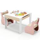 HONEY JOY Kids Table and Chair Set, 3-in-1 Wooden Activity Table and 2 Chairs for Drawing, Studying