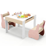 HONEY JOY Kids Table and Chair Set, 3-in-1 Wooden Activity Table and 2 Chairs for Drawing, Studying