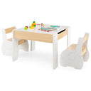 HONEY JOY Kids Table and Chair Set, 3-in-1 Wooden Activity Table and 2 Chairs for Drawing, Studying