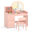 Makeup Table & Chair Set with Acrylic Mirror & 2-Colour LED Lights