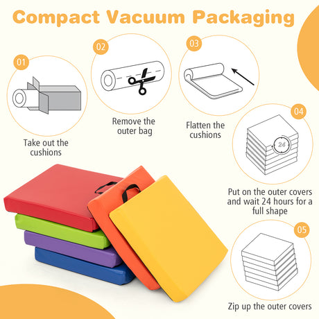 6 PCS Square Floor Cushions, Soft Sponge Floor Pillows for Classroom Home Nursery Kids Room Daycare