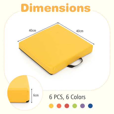 6 PCS Square Floor Cushions, Soft Sponge Floor Pillows for Classroom Home Nursery Kids Room Daycare